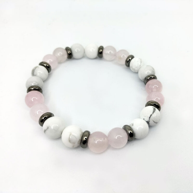 Bracelet Quartz Rose et Howlite