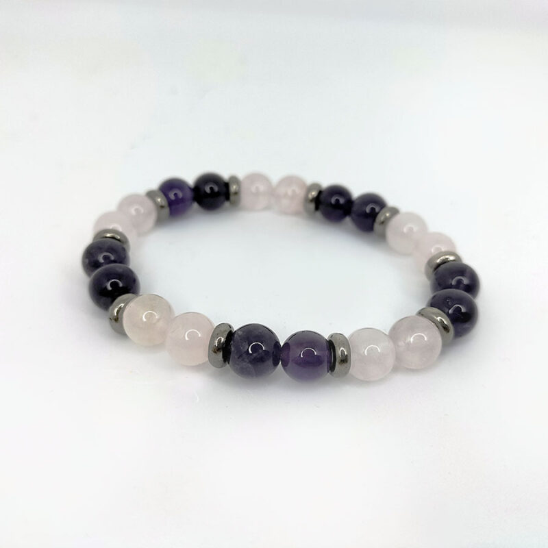 Bracelet Améthyste et Quartz Rose