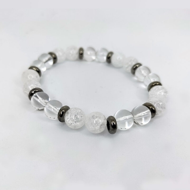 Bracelet Cristal de Roche et Cristal de Roche Craquelé